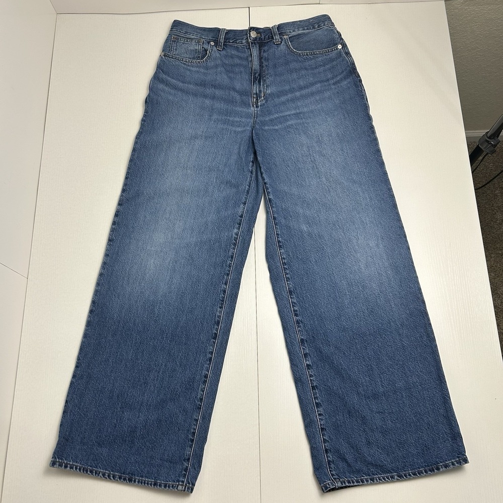 Madewell Fannin Wash Super Wide Leg Jean Women's Sz 30 Blue High Waist Rigid